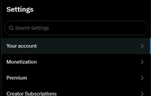A view of X's native settings menu with BetterX integration highlighted at the bottom, showing how the enhancement tool seamlessly integrates with the platform's interface.