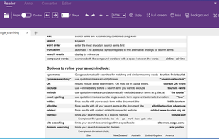 Interface displayed when opening a document