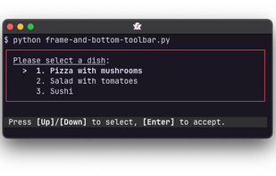 Typical interface made with prompt toolkit.