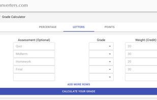 Calculate grades based on letters