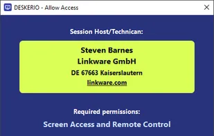 Information for guests about the session host and the required permissions.