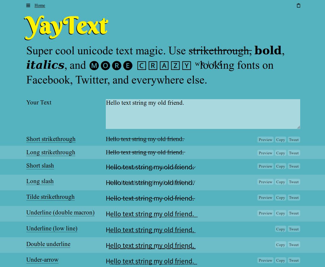 yaytext: Create unicode styled text | AlternativeTo