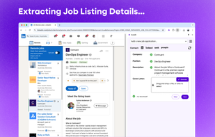 It automatically extracts the job details from the job listing in your browser.