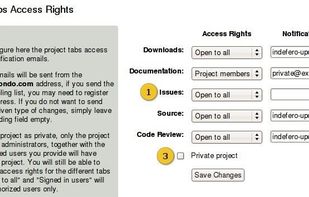 Fine grained user access control per module and per project