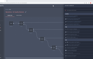 Use workflows to process incoming real-time data and trigger automatic actions. Quickly implement your business rules without any coding, and run it completely scalable on the cloud. Each workflow has its own performance-monitoring dashboard.