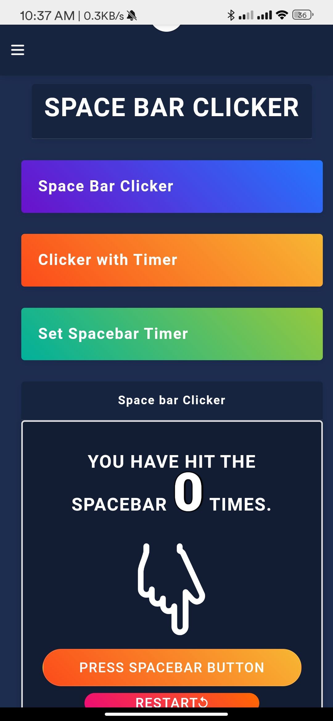 Space Bar Clicker: (also called Spacebar Counter) app is an free tool