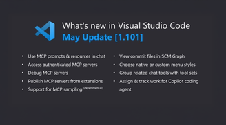 VS Code 1.101 adds MCP prompt and resource support, Tool Sets, and source control Graph image
