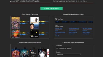 rate.house is a media database to rate, track, and discover music, movies, TV, books, games, and podcasts.
