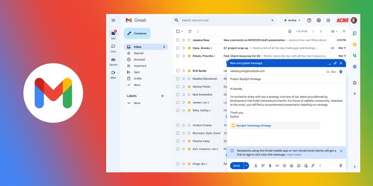 Gmail’s end-to-end encryption for enterprises now works with external email providers