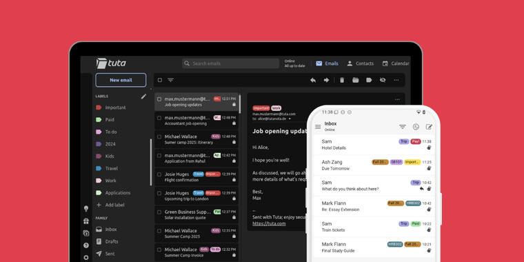 Tuta Mail enhances email management with the introduction of a new labels feature image
