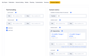 Personnlization of the number of words, images, H2, etc 