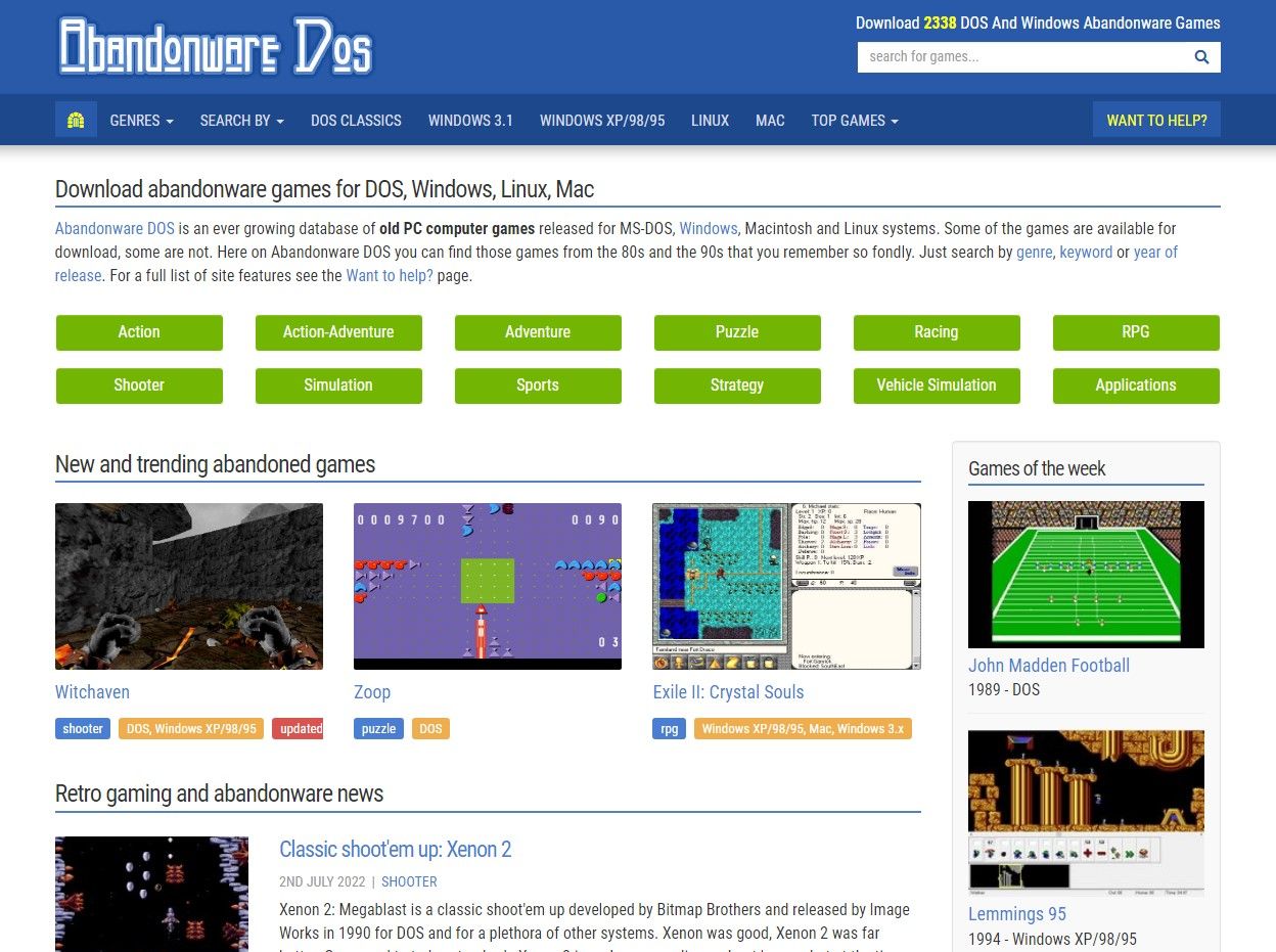 Abandonware DOS VS Old-Games.RU - compare differences & reviews?