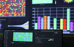 Collage of Interactive Data Visuliazations on Video Walls by Lygos