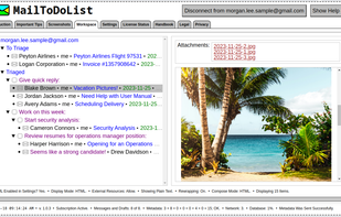 MailToDoList lets you view and manipulate the email in your Gmail inbox.