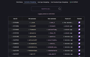 Username history tool