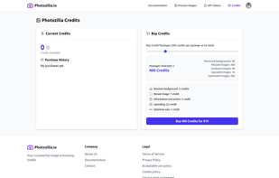 Buying packs of credits