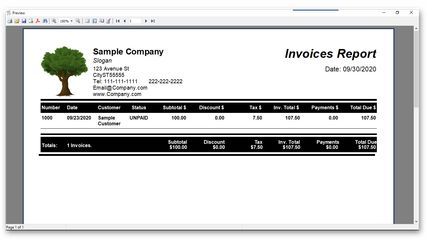 Invoices Report Preview