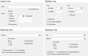 Rules: Insert, Delete, Remove, Replace