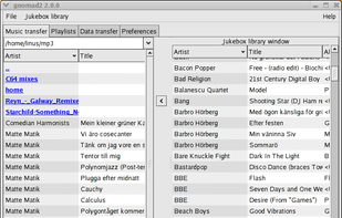 Main screen with music transfer frame