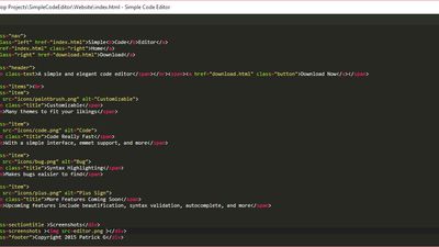 Simple Code Editor in  HTML mode with light theme