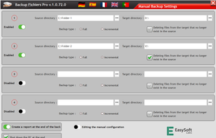 Manual backup settings