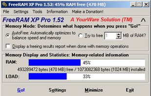 FreeRAM XP Pro screenshot 1