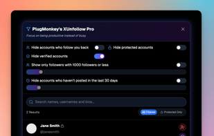 PlugMonkey's XUnfollow Pro - Partial Screenshot