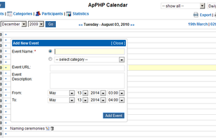 ApPHP Calendar screenshot 1