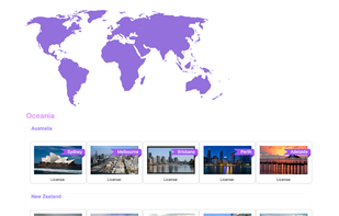 Browsing itineraries per continent and city