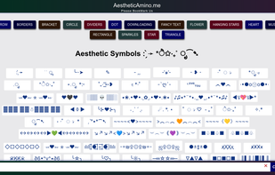 aesthetic symbols website screenshot