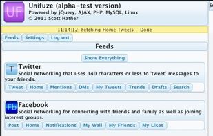 The feeds appear on the left, and the content of the feeds on the right