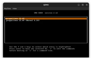 GRUB menu in Progwilinux.