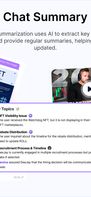 Message Summarization uses AI to extract key points from IM chats and provide regular summaries, helping users stay updated.