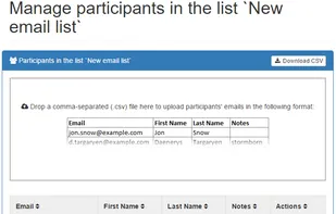 Participant management page