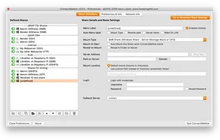 Network shares and SSH connections are user defined.