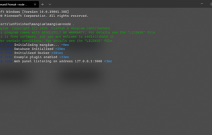 Mangium pre-0.0.1 run in windows terminal