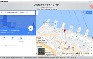 Tag entries with location information and view the location on a map.