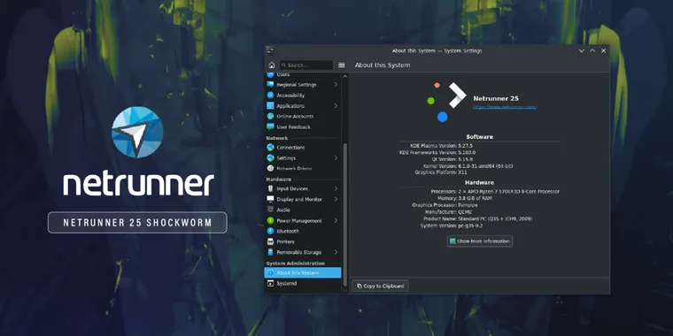 Netrunner 25 Shockworm revives with Debian 12 base & KDE 5.27.5