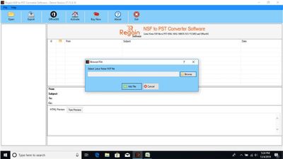 Regain NSF to PST Converter - Home Screen