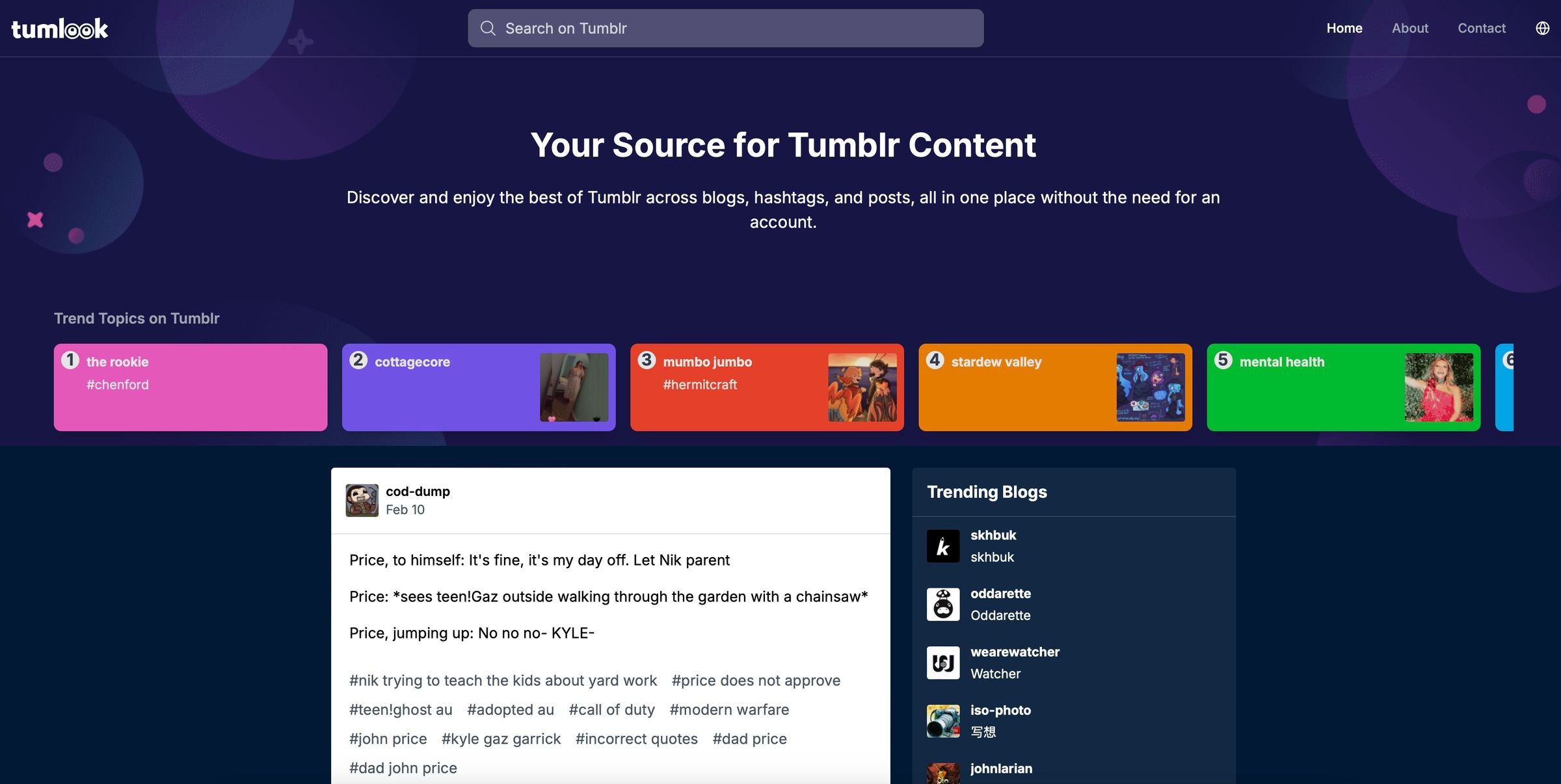 Tumlook: Com is a hassle-free Tumblr viewer that lets you explore ...