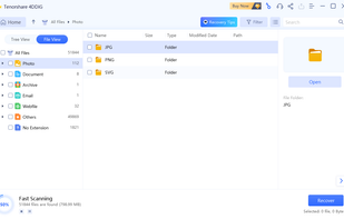 Scan and Preview the lost files