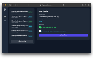 Email relay masking web app.