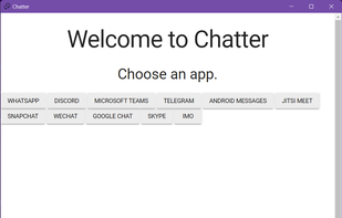 The main page of Chatter (as of Version 1.0.0)