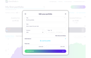 Edit portfolio modal window