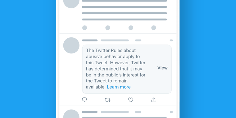Twitter will now hide tweets from public figures that are deemed harmful image