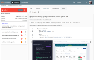 Failed tests with screenshots