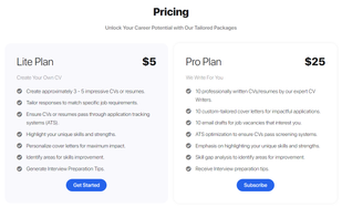 Pricing Table