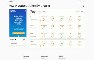 Website with several monitored pages.