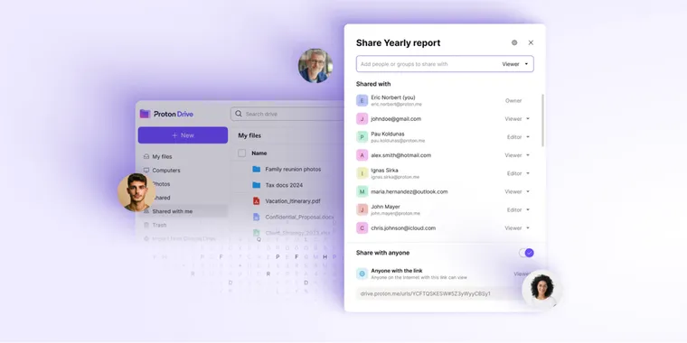 Proton Drive enhances file sharing with E2EE, public links, and permission controls image