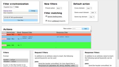 Full list of your filters. Note that no filters comes by default - you must define all by yourself.